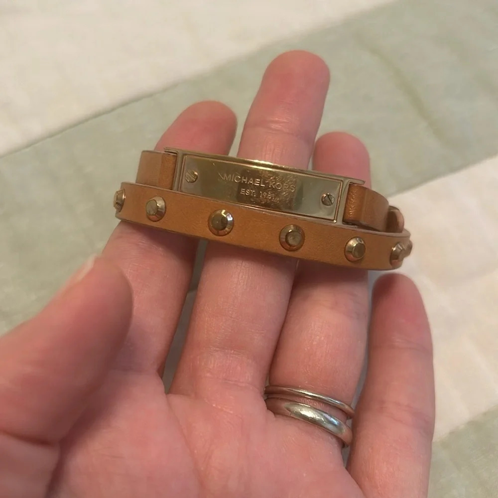 Michael Kors gold studded genuine leather wrap bracelet ✨️